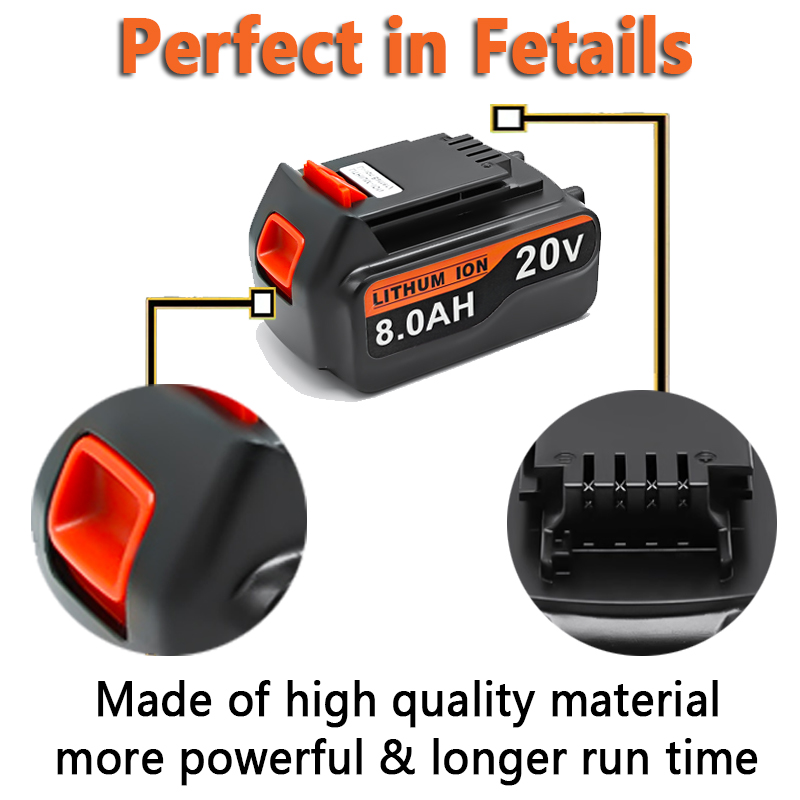 high capacity 8Ah LBX20 Replac - Black+Decker Tool 20V Max review and price